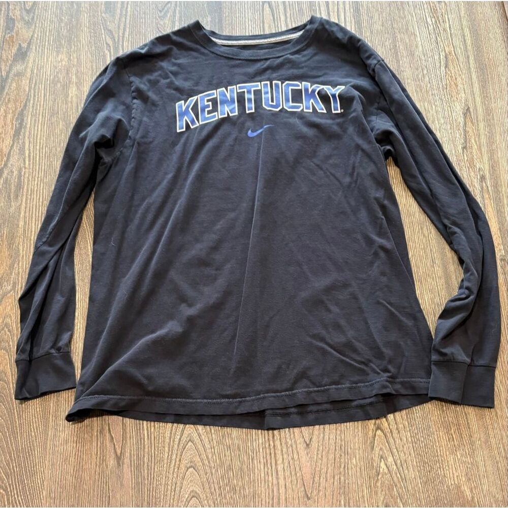 Nike Mens Long Sleeve Shirt Kentucky Print Regular Fit Pullover Black Size XL